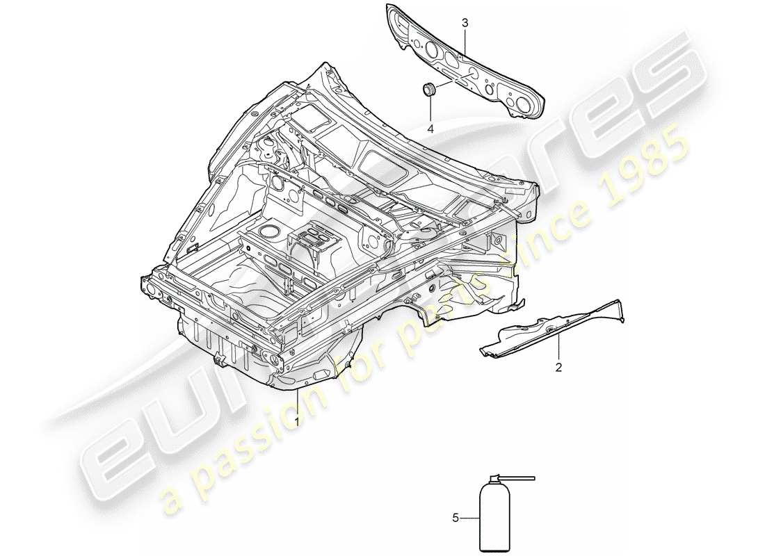 porsche 2007 (997-1 gt3) diagrama de piezas del extremo delantero