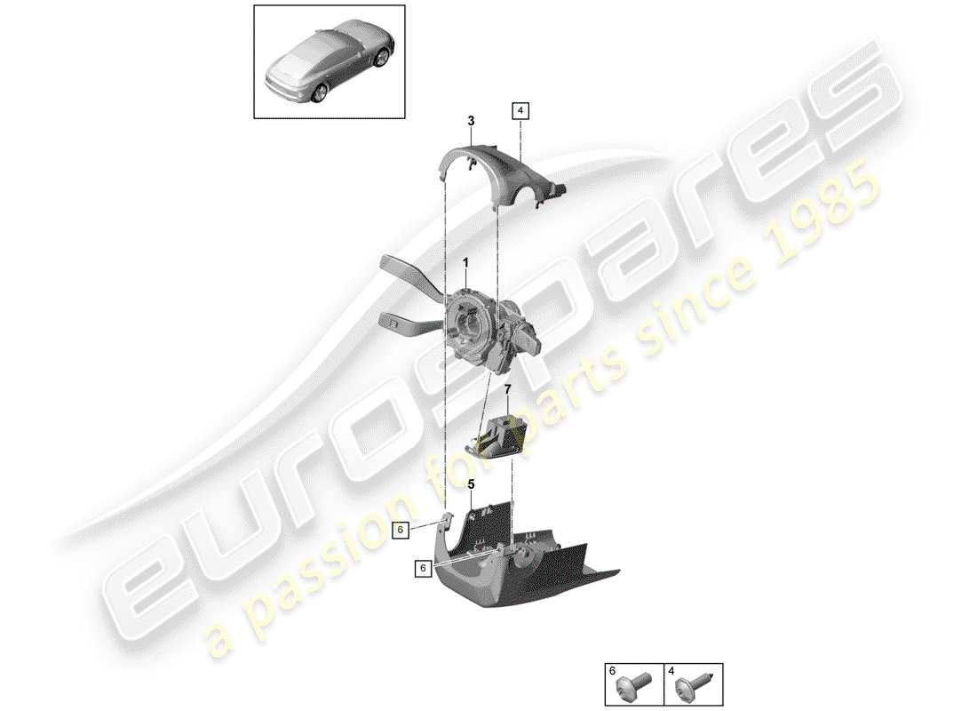 porsche 2018 (panamera 971-1) interruptor de la columna de dirección diagrama de piezas
