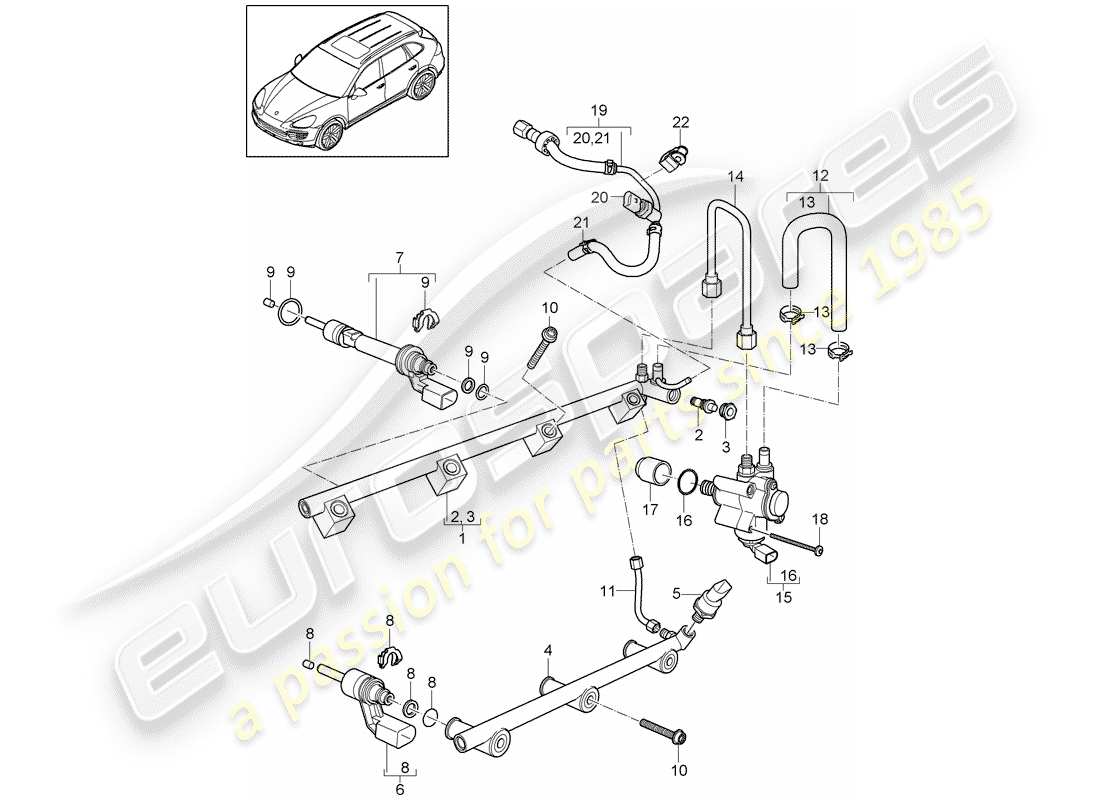 porsche 2016 (cayenne e2 92a) diagrama de piezas del tubo de recogida de combustible