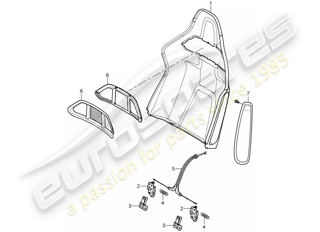 porsche 2005 (997-1) carcasa del respaldo diagrama de piezas