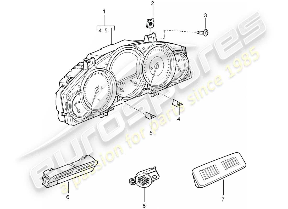 porsche 2008 (cayenne e1 9pa) instruments diagrama de piezas