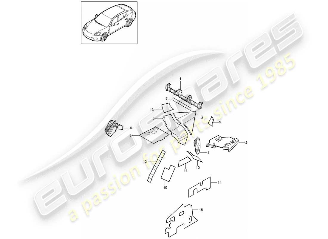 porsche 2011 (panamera 970) diagrama de piezas del absorbedor de sonido