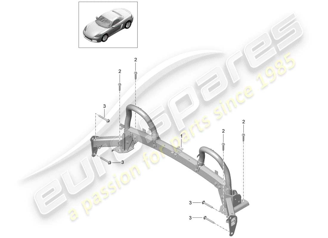 porsche 2020 (718 boxster) diagrama de piezas de la barra antivuelco