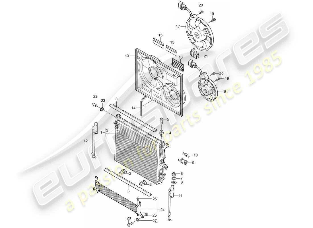porsche 2007 (cayenne e1 9pa) water cooling 3 diagrama de piezas