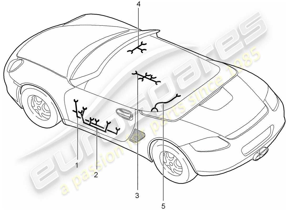 porsche 2009 (987 boxster) cableando arneses diagrama de piezas