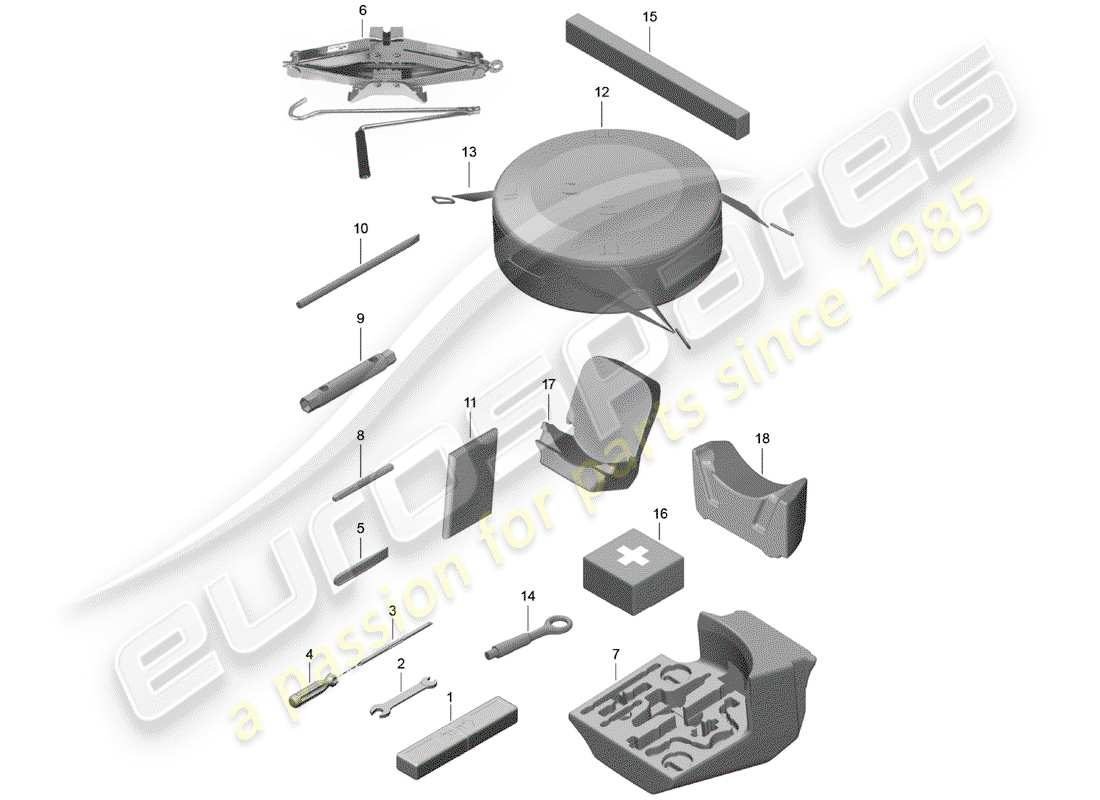 porsche 2017 (718 boxster) diagrama de piezas de la herramienta