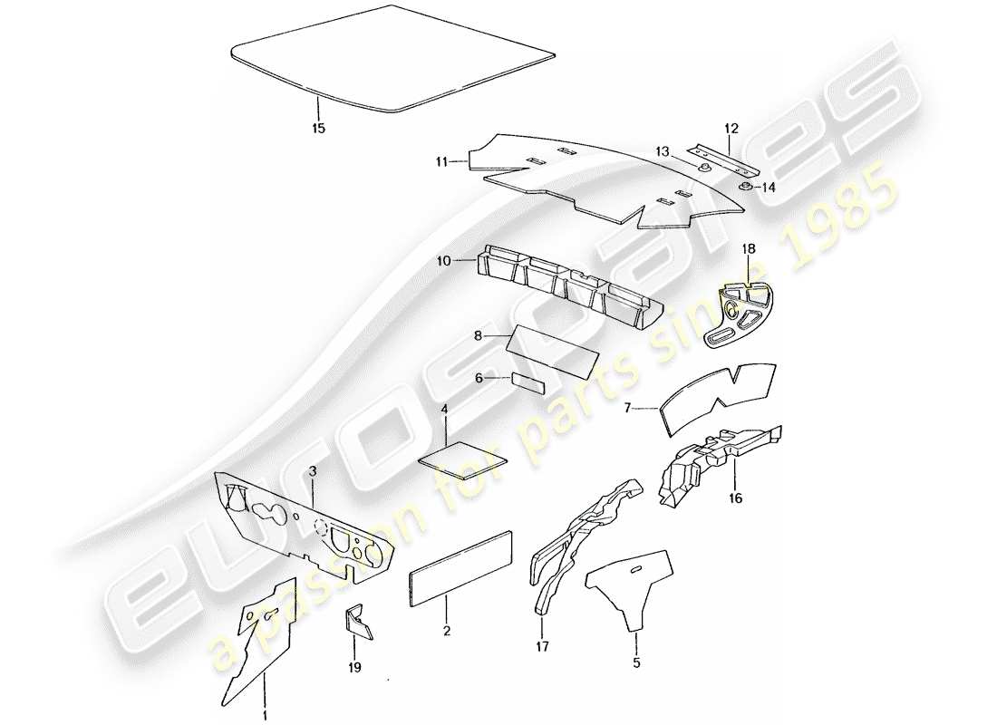 porsche 2003 (996 turbo / gt2) carcasa del cuerpo - absorbores de sonido diagrama de piezas