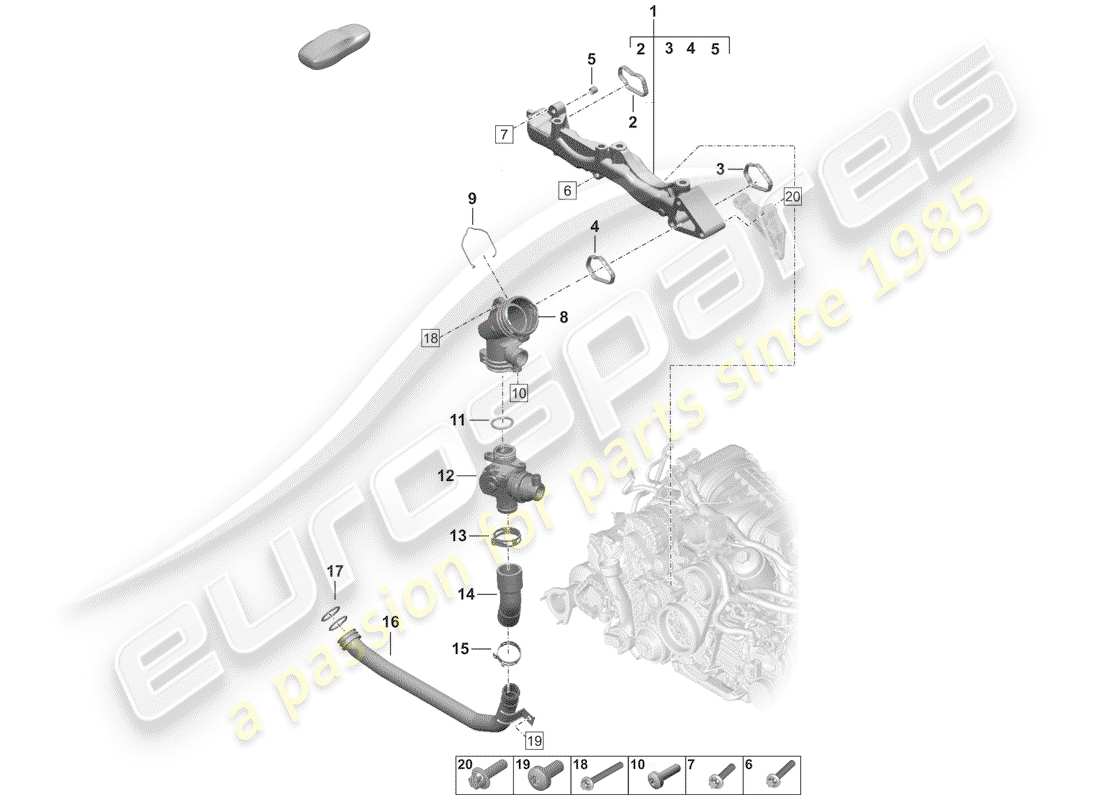 porsche 2019 (992-1) diagrama de piezas del sub-marco