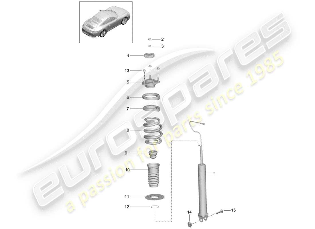 porsche 2017 (991-2) amortiguador diagrama de piezas