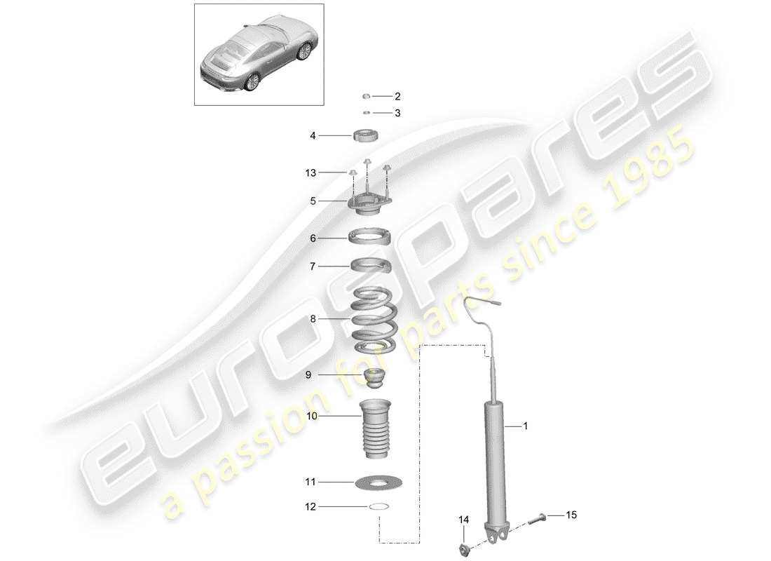 porsche 991 gen. 2 (2017) diagrama de piezas del amortiguador