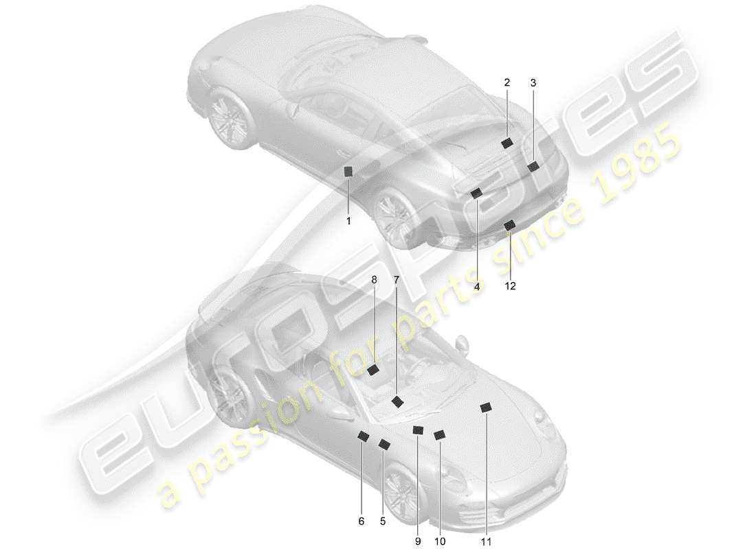porsche 2020 (991-2 turbo) señales/avisos diagrama de piezas