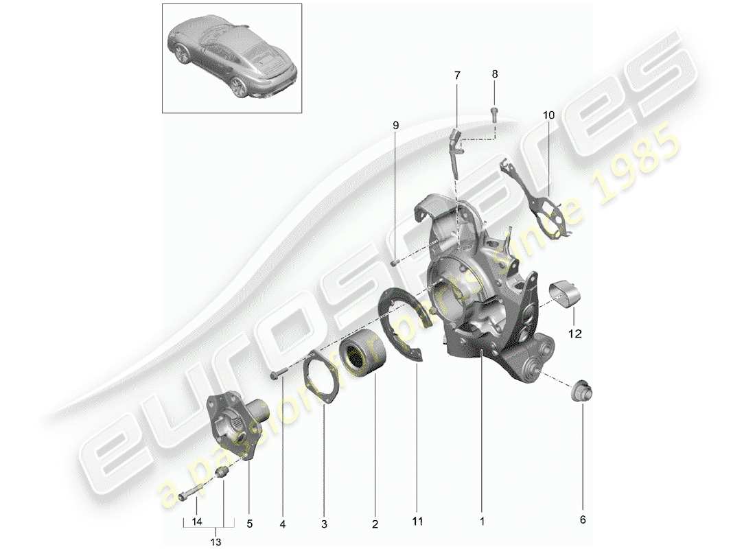 porsche 2020 (991-2 turbo) diagrama de piezas del eje trasero