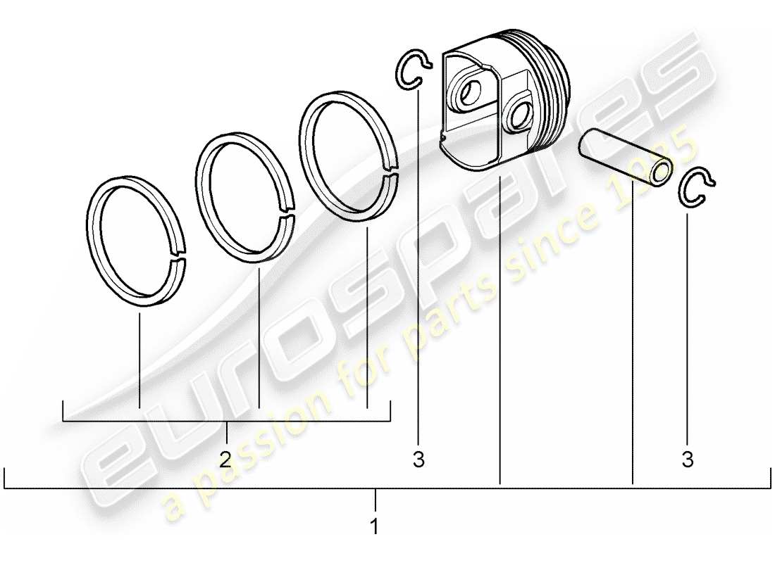porsche 2008 (987 cayman) pistón diagrama de piezas