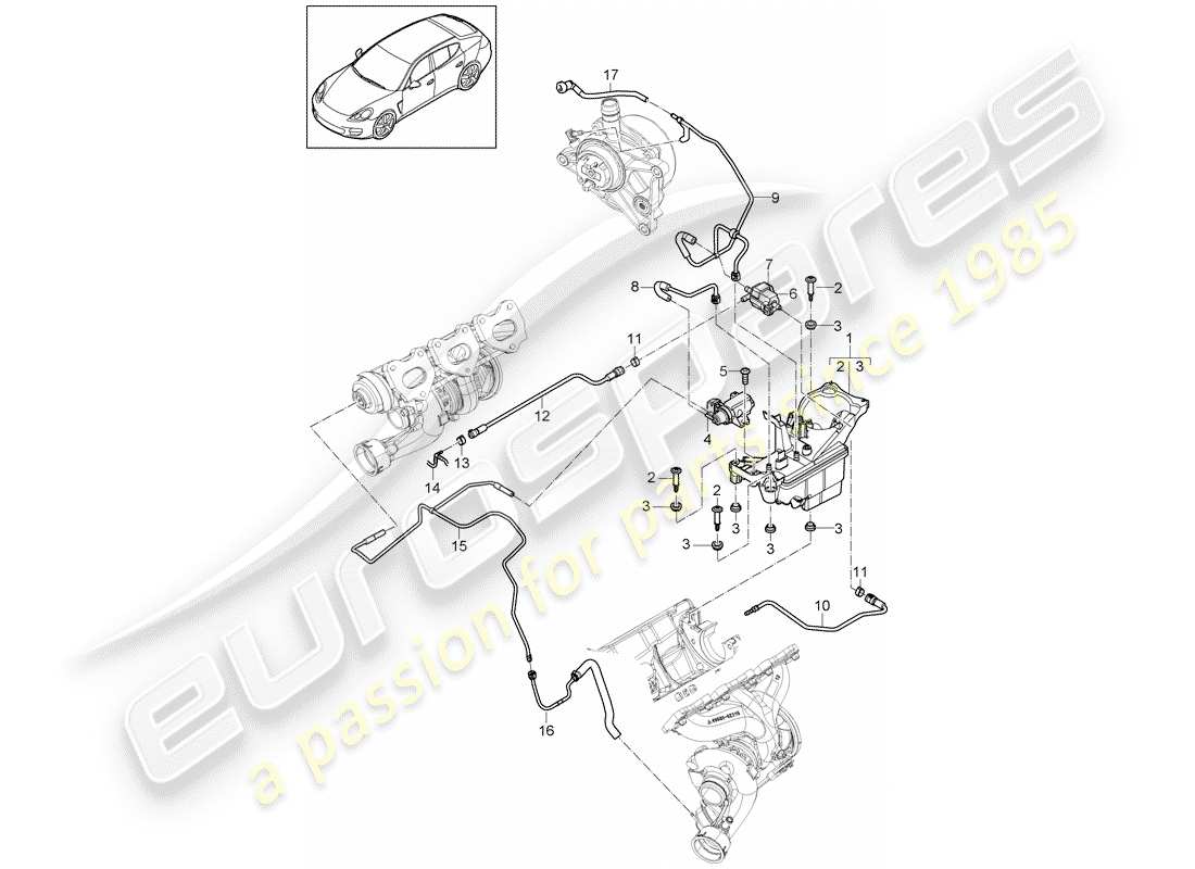 porsche 2013 (panamera 970) tanque de vacío diagrama de piezas