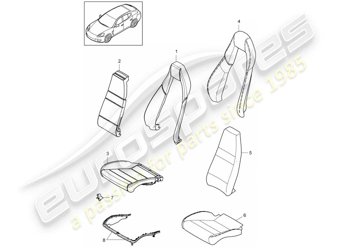 porsche 2016 (panamera 970) parte de espuma diagrama de piezas