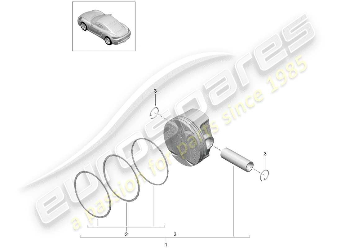 porsche 2017 (718 cayman) diagrama de piezas del pistón