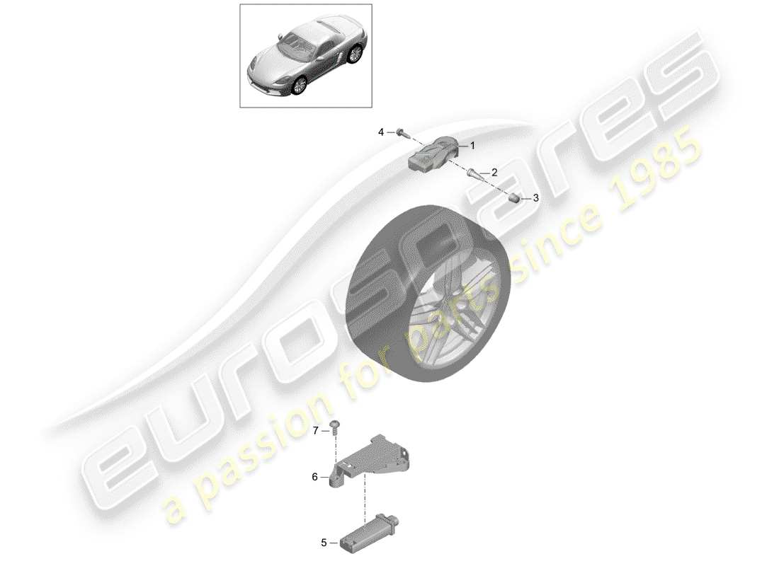 porsche 2017 (718 boxster) sistema de control de presión de neumáticos diagrama de piezas