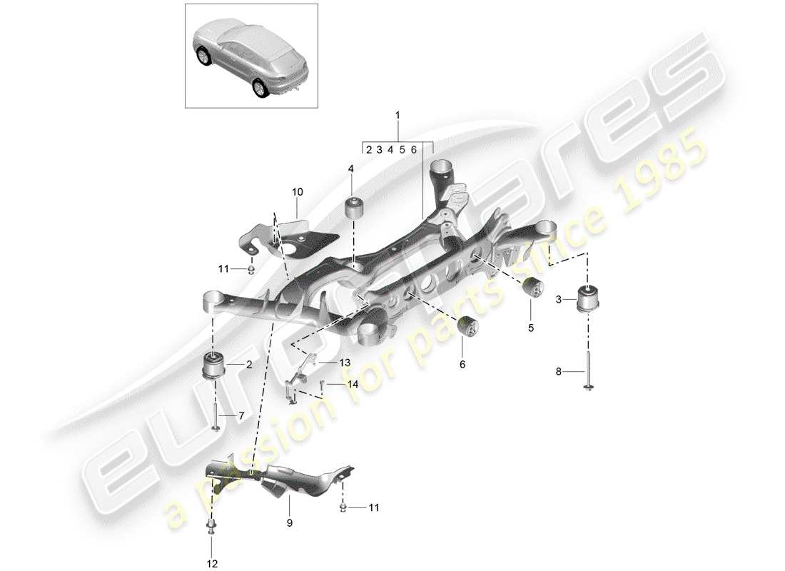porsche 2014 (macan) eje posterior diagrama de piezas