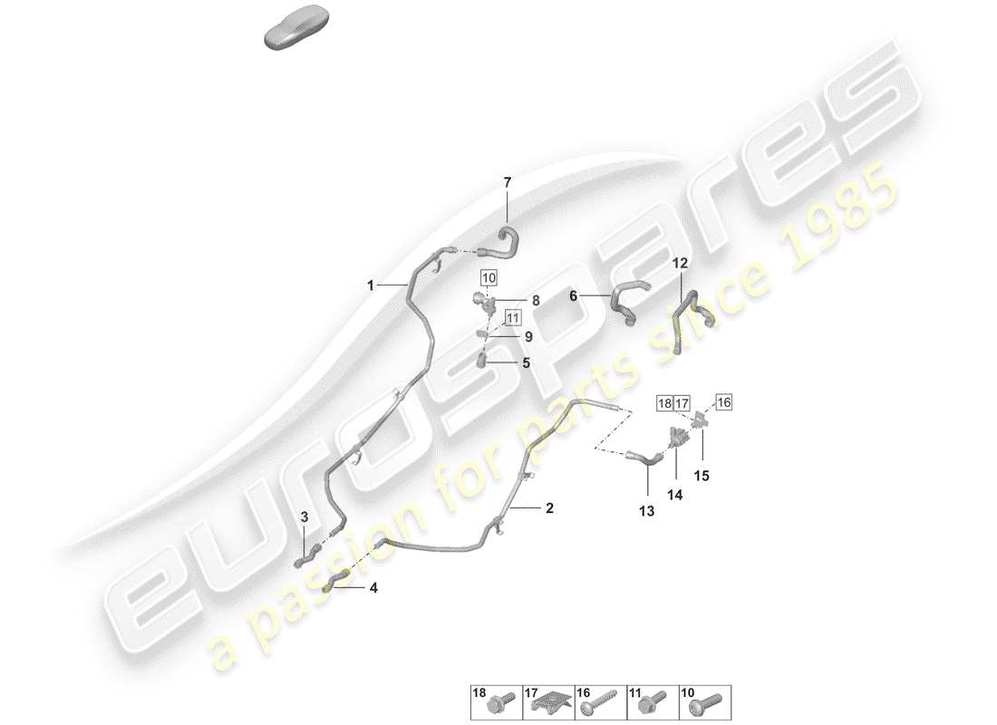 porsche 2020 (992-1) diagrama de piezas de refrigeración por agua