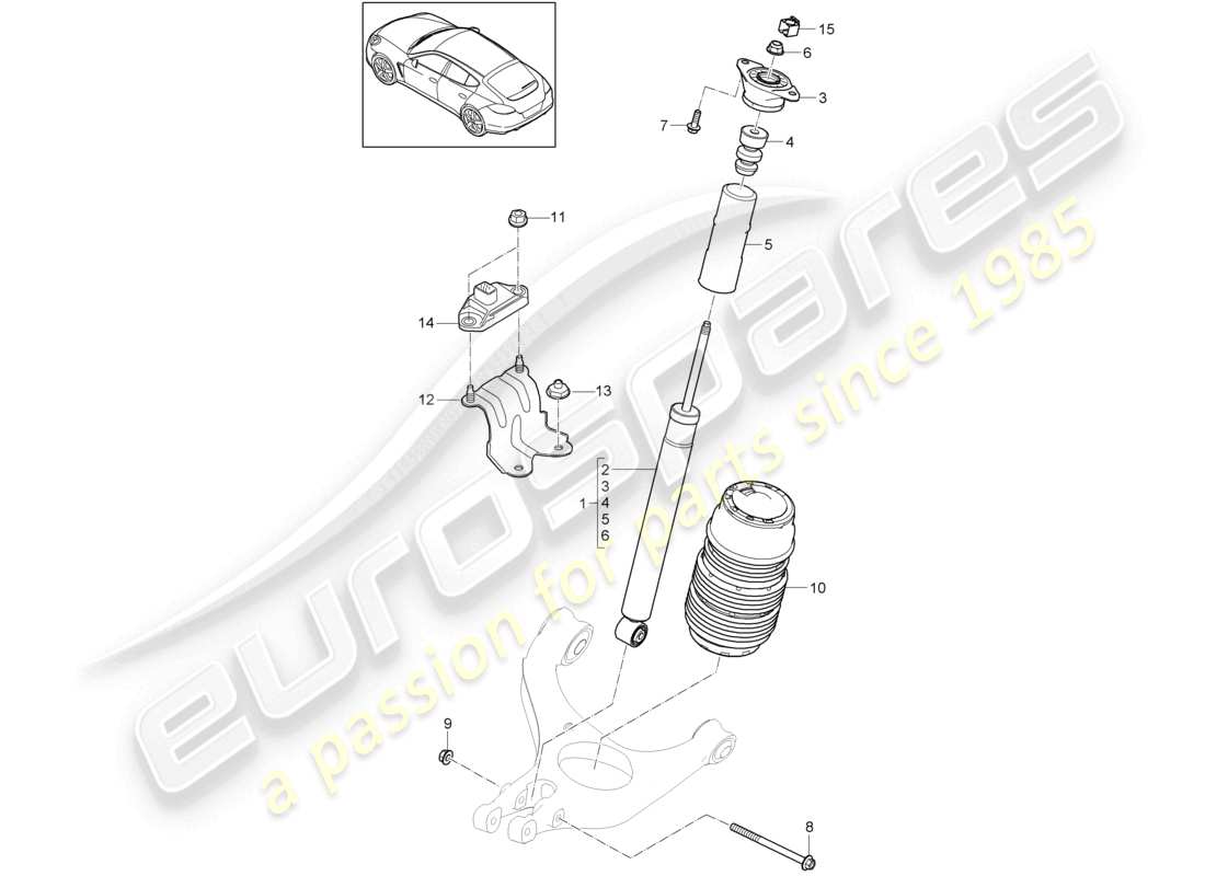 porsche 2010 (cayenne e1 9pa) suspensión amortiguadores diagrama de piezas