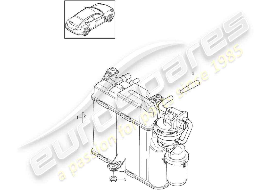 porsche 2010 (cayenne e1 9pa) contenedor de carbón activado diagrama de piezas
