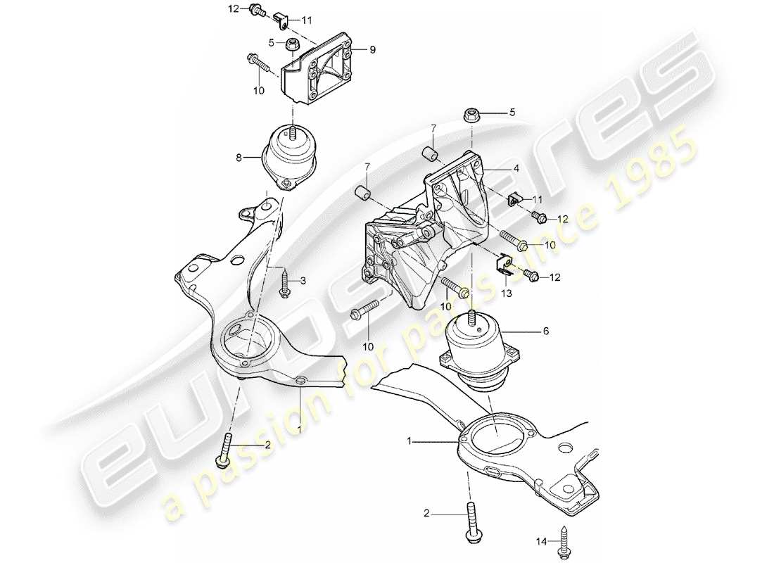 porsche 2003 (cayenne e1 9pa) diagrama de piezas del dispositivo de elevación del motor