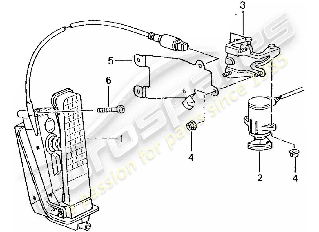 porsche 2001 (996 turbo / gt2) pedales - control del acelerador diagrama de piezas