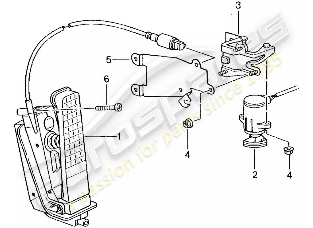 porsche 996 t/gt2 (2001) pedales - control del acelerador diagrama de piezas