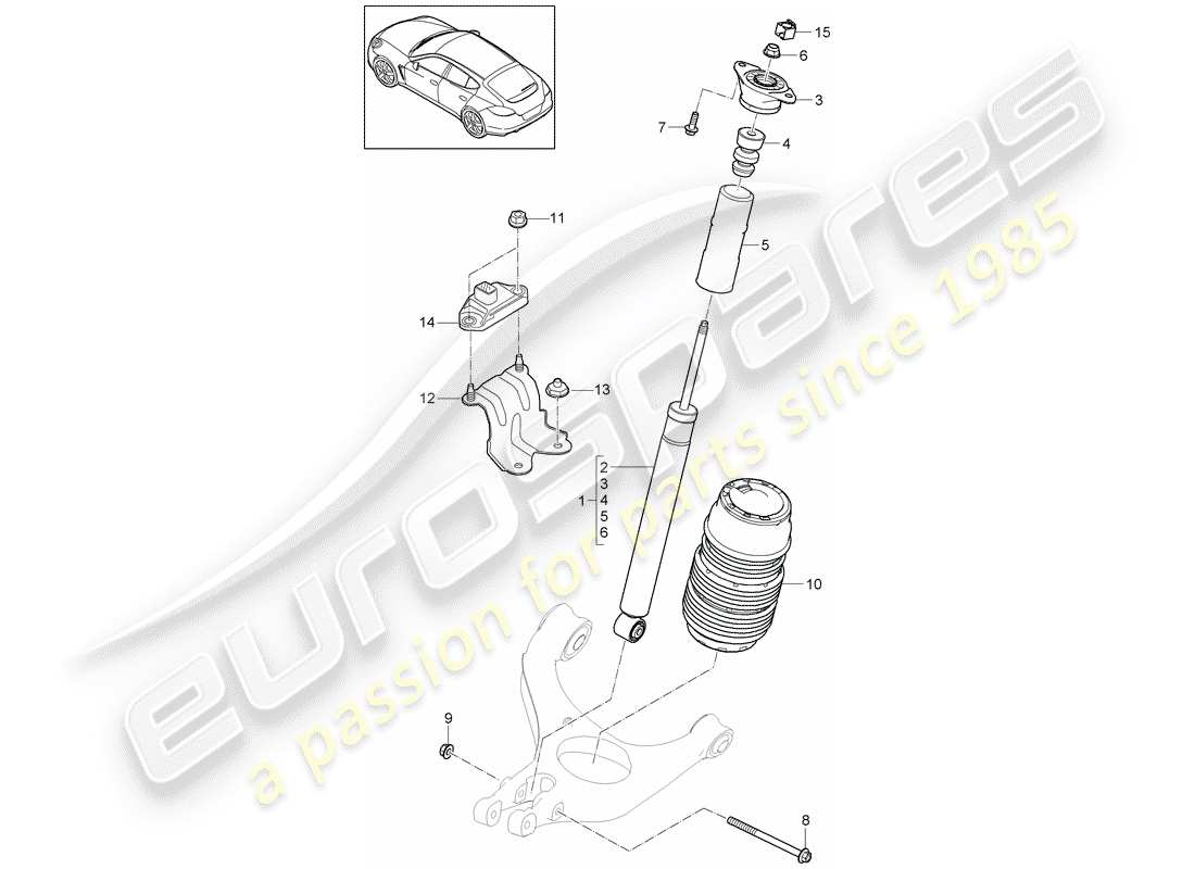 porsche 2011 (panamera 970) diagrama de piezas de suspensión