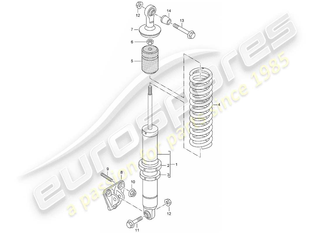 porsche carrera gt (2006) suspensión - puntal amortiguador - soporte diagrama de piezas