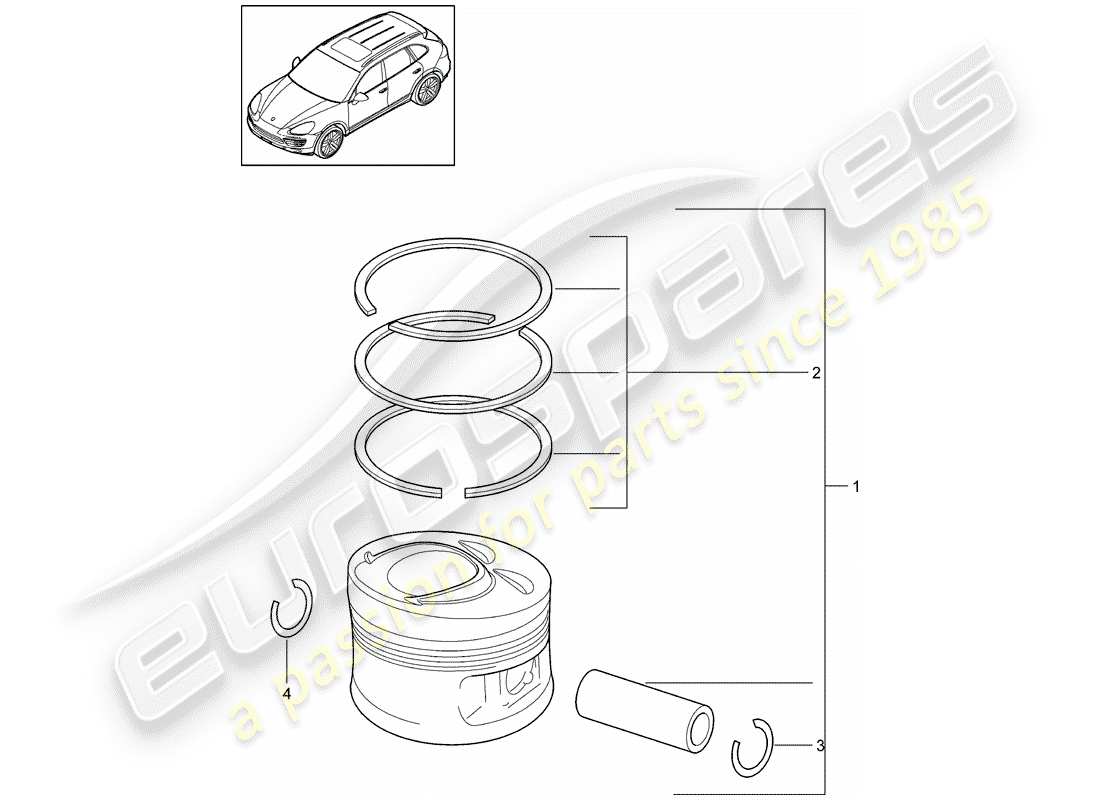 porsche 2011 (cayenne e2 92a) pistón diagrama de piezas