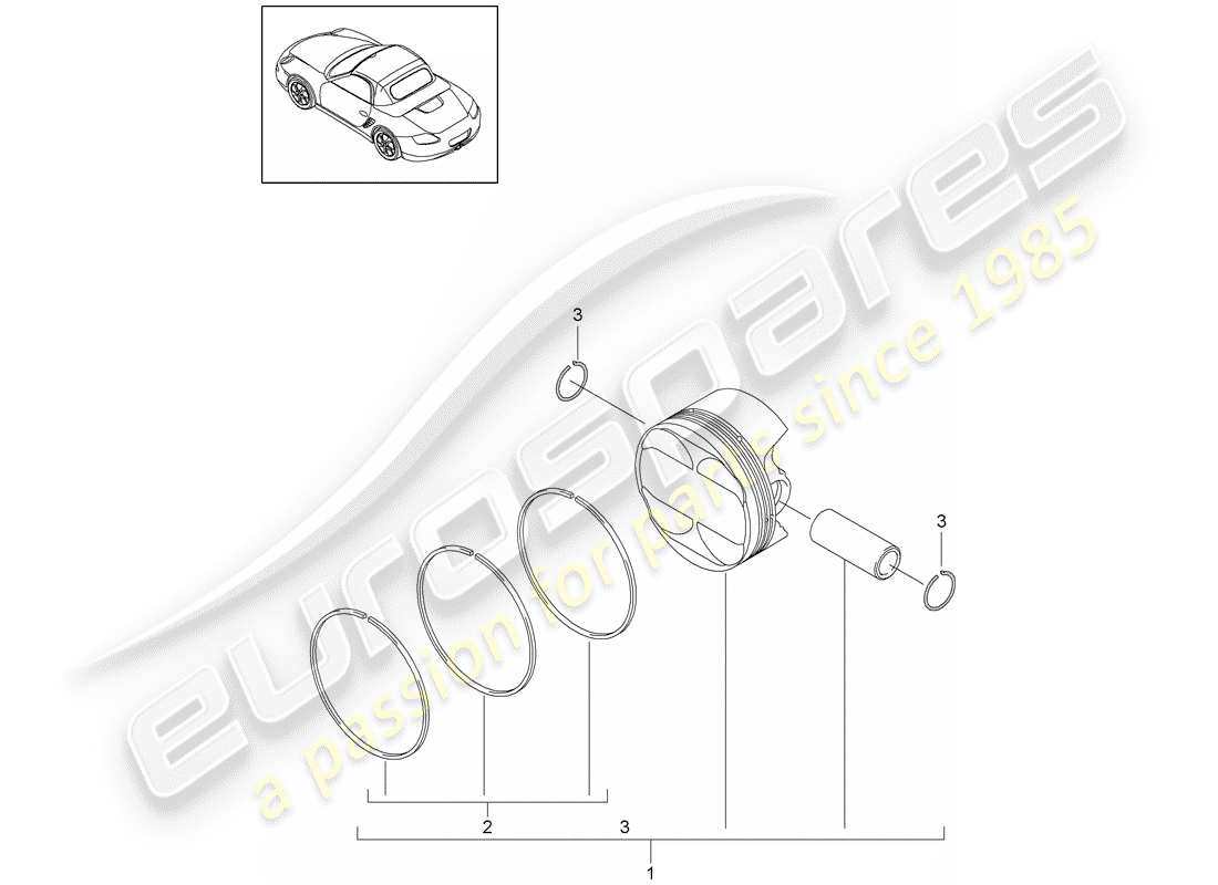 porsche 2011 (987 boxster) diagrama de piezas del pistón
