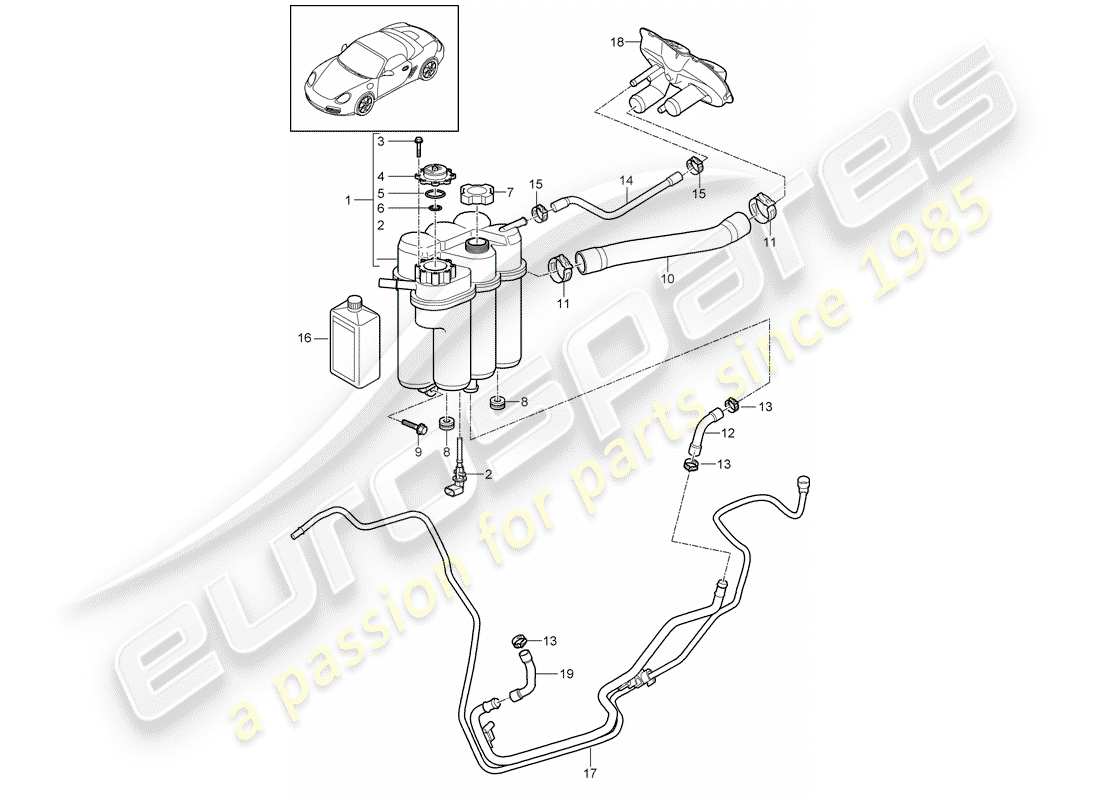 porsche 2011 (987 boxster) diagrama de piezas de refrigeración por agua