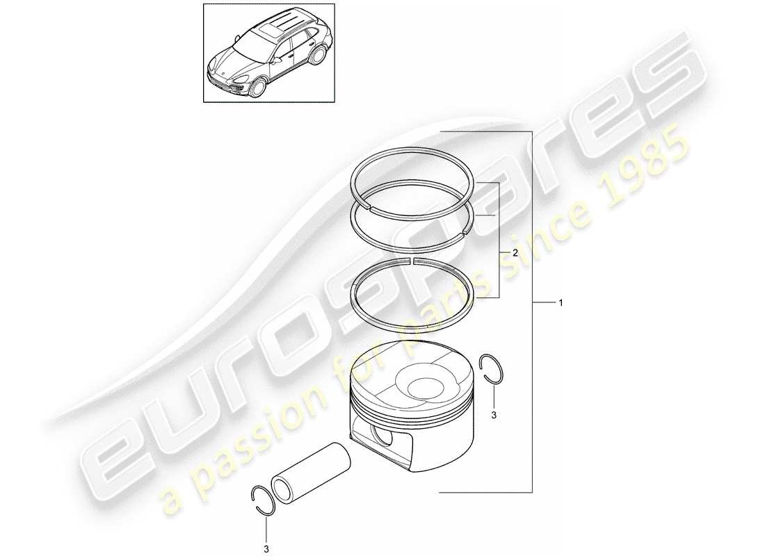 porsche 2016 (cayenne e2 92a) diagrama de piezas del pistón