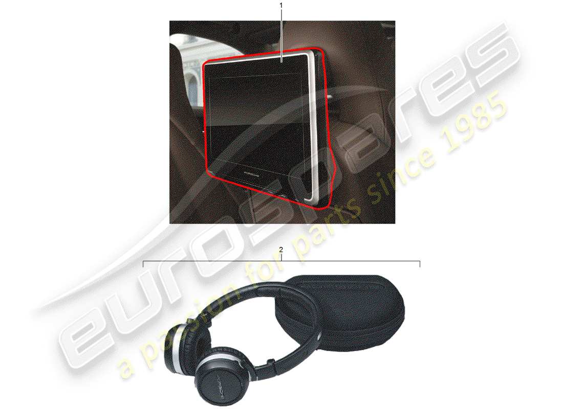 porsche 2015 (tequipment macan) sistema de entretenimiento del asiento trasero diagrama de piezas