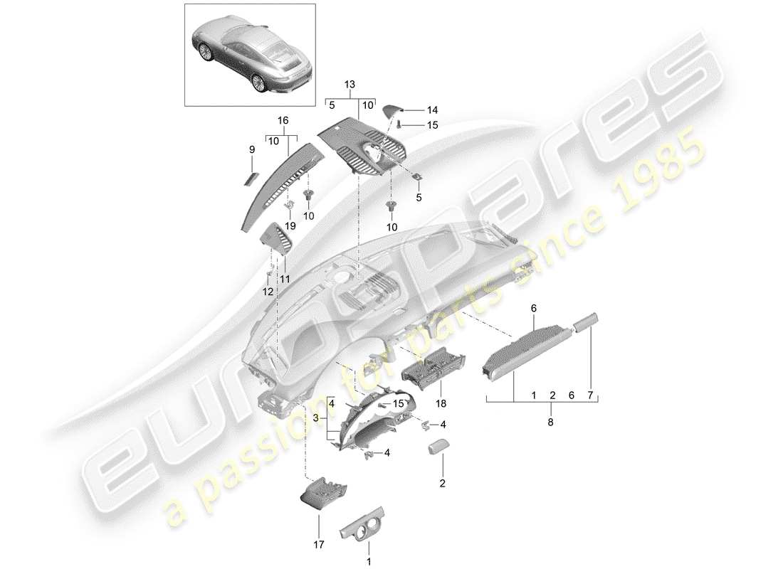 porsche 2019 (991-2) accesorios diagrama de piezas