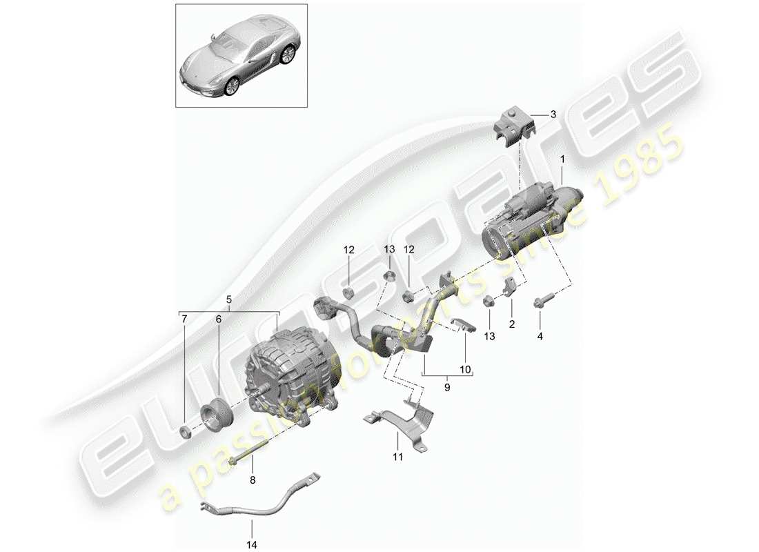 porsche 2014 (981 cayman) inicio diagrama de piezas