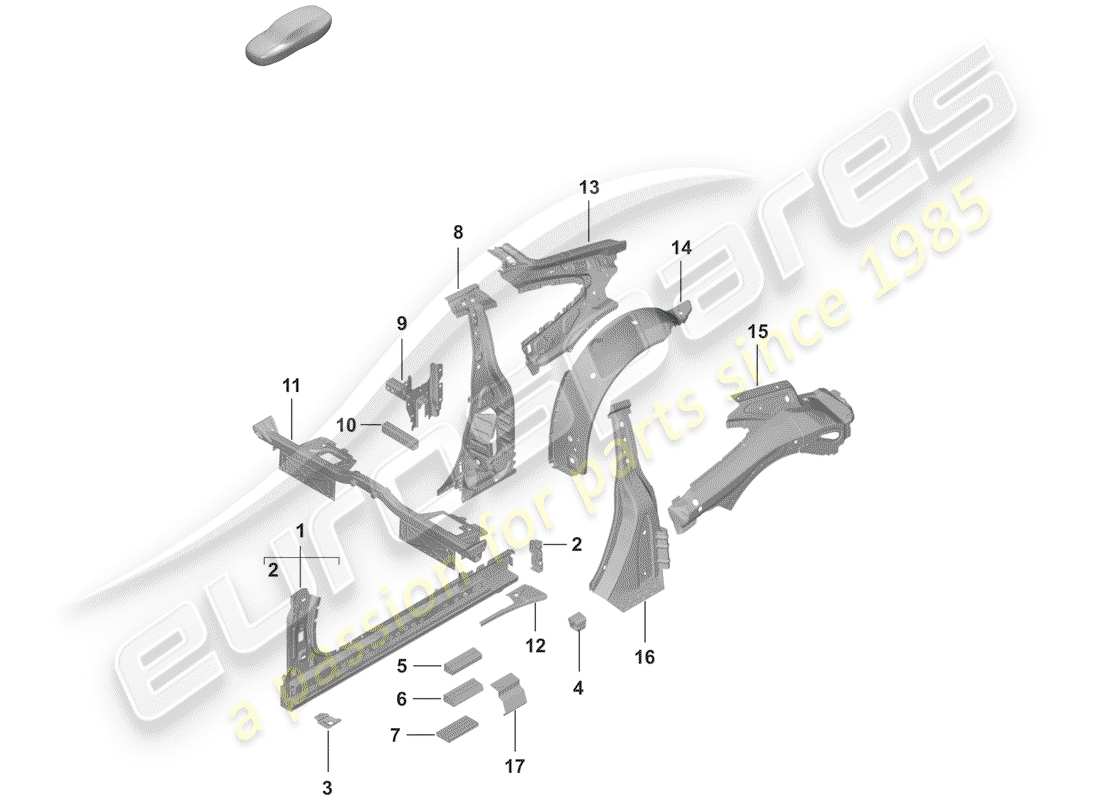 porsche 2020 (992-1) diagrama de piezas del umbral