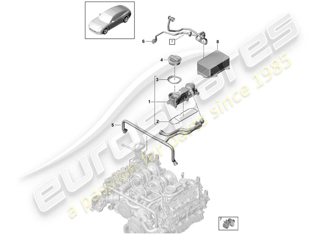 porsche 2020 (panamera 971-1) respiradero del cárter diagrama de piezas