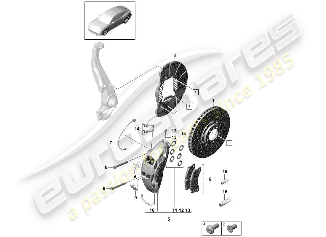 porsche 2020 (panamera 971-1) frenos de disco diagrama de piezas