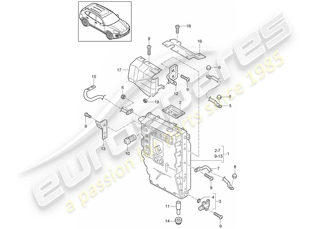 porsche 2016 (cayenne e2 92a) diagrama de piezas híbrido