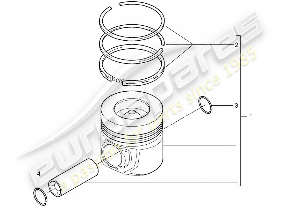 porsche 2008 (cayenne e1 9pa) pistón diagrama de piezas