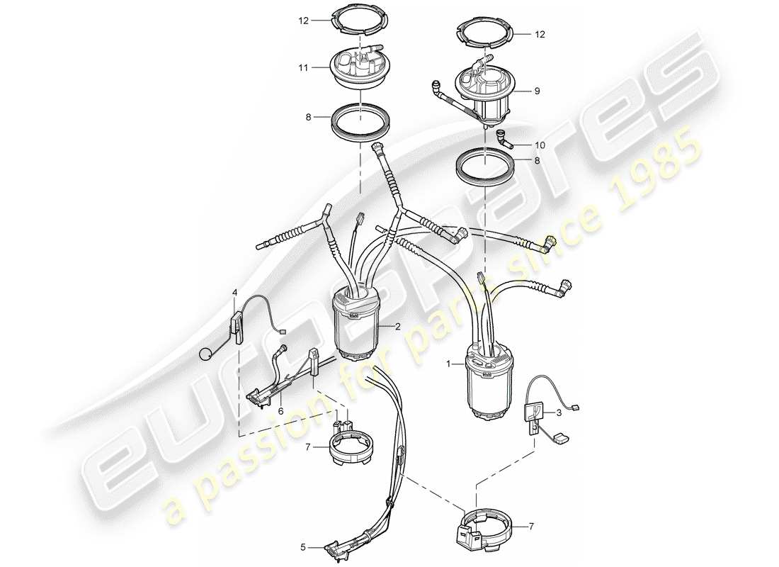 porsche 2008 (cayenne e1 9pa) diagrama de piezas del tanque de combustible