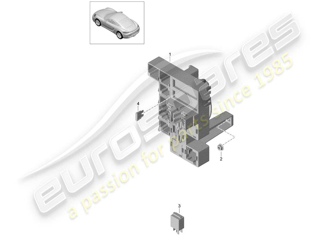 porsche 2018 (718 cayman) diagrama de piezas de la caja de fusibles/placa de relé