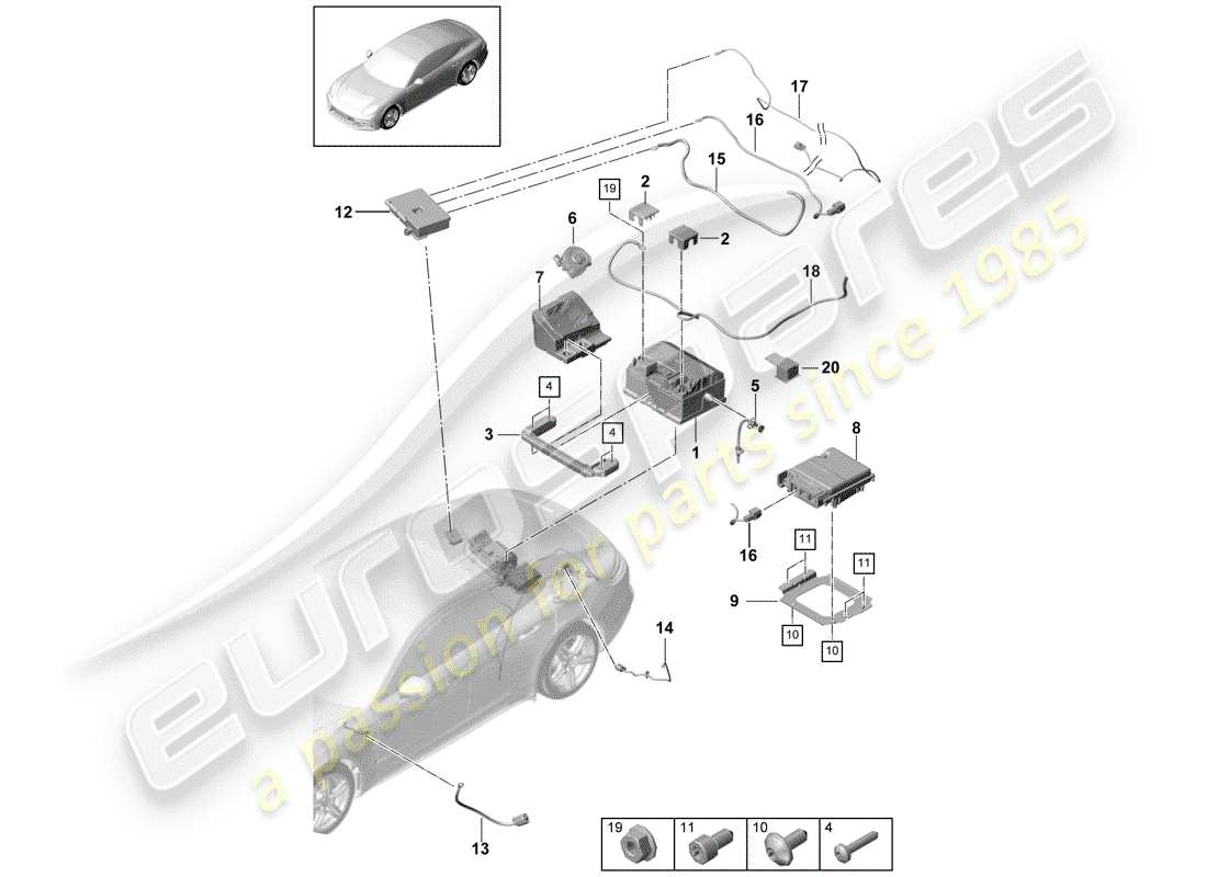 porsche 2020 (panamera 971-1) batería diagrama de piezas