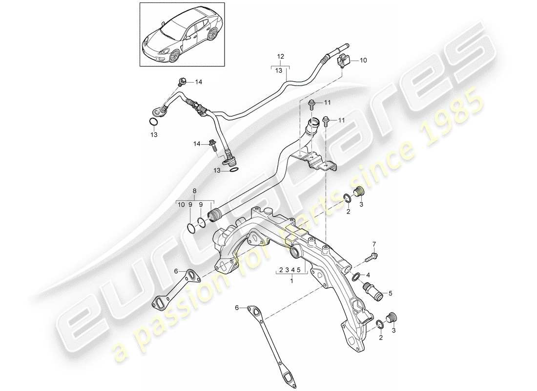 porsche 2010 (panamera 970) refrigeración por agua 1 diagrama de piezas