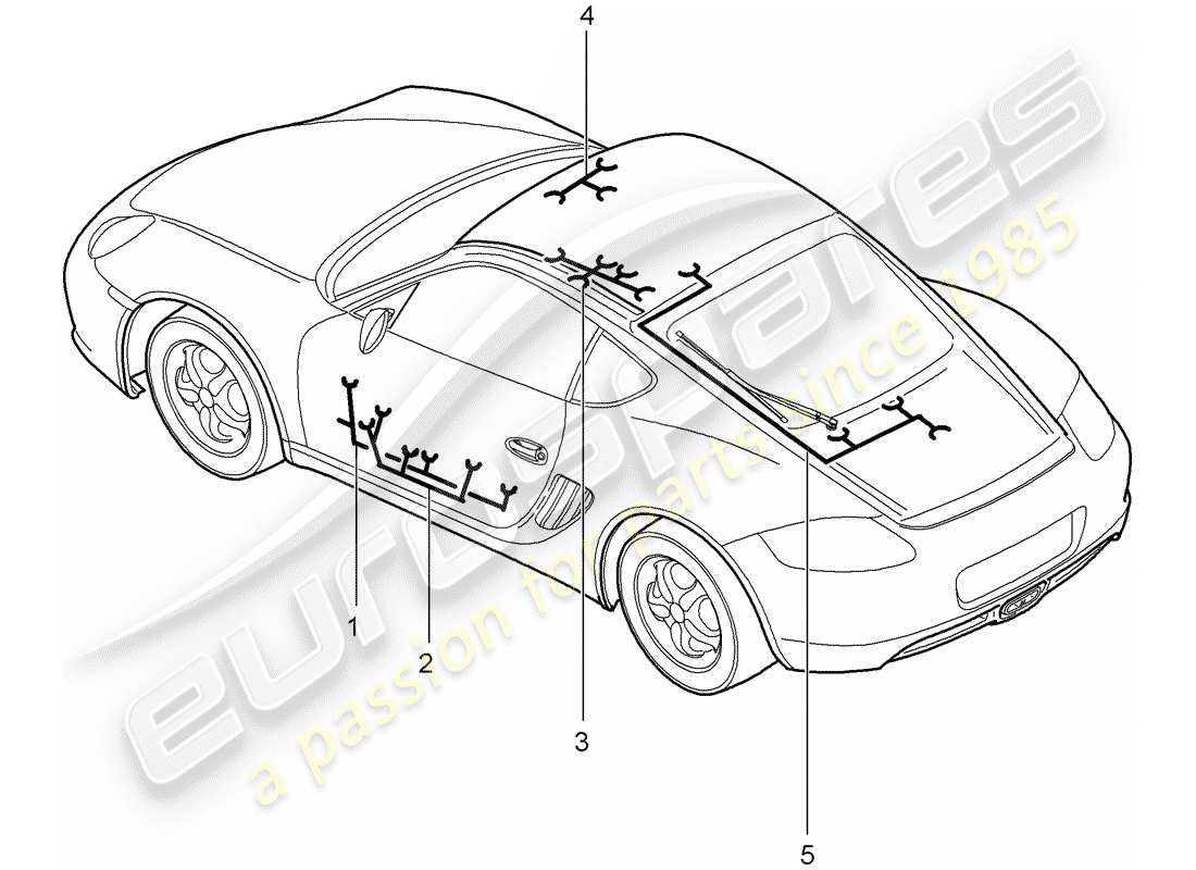 porsche 2012 (987 cayman) cableando arneses diagrama de piezas
