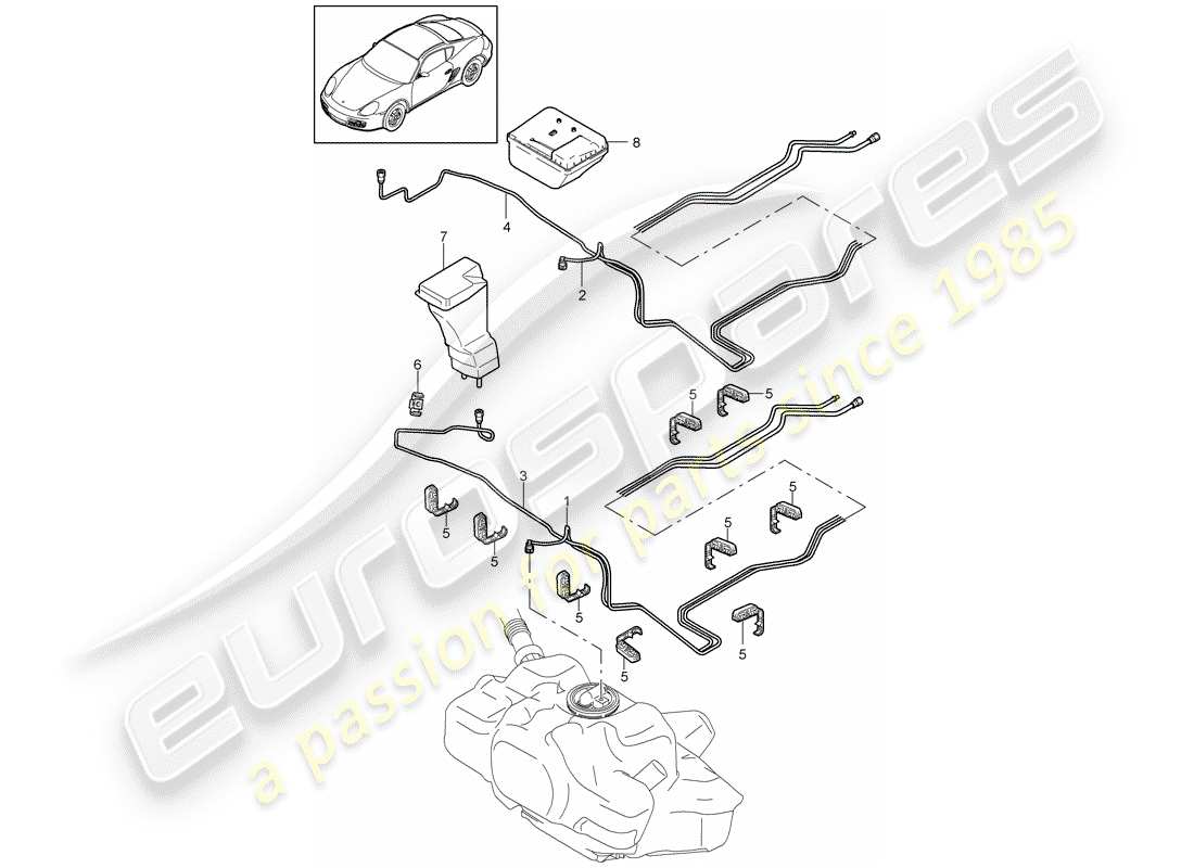 porsche 2010 (987 cayman) fuel system diagrama de piezas