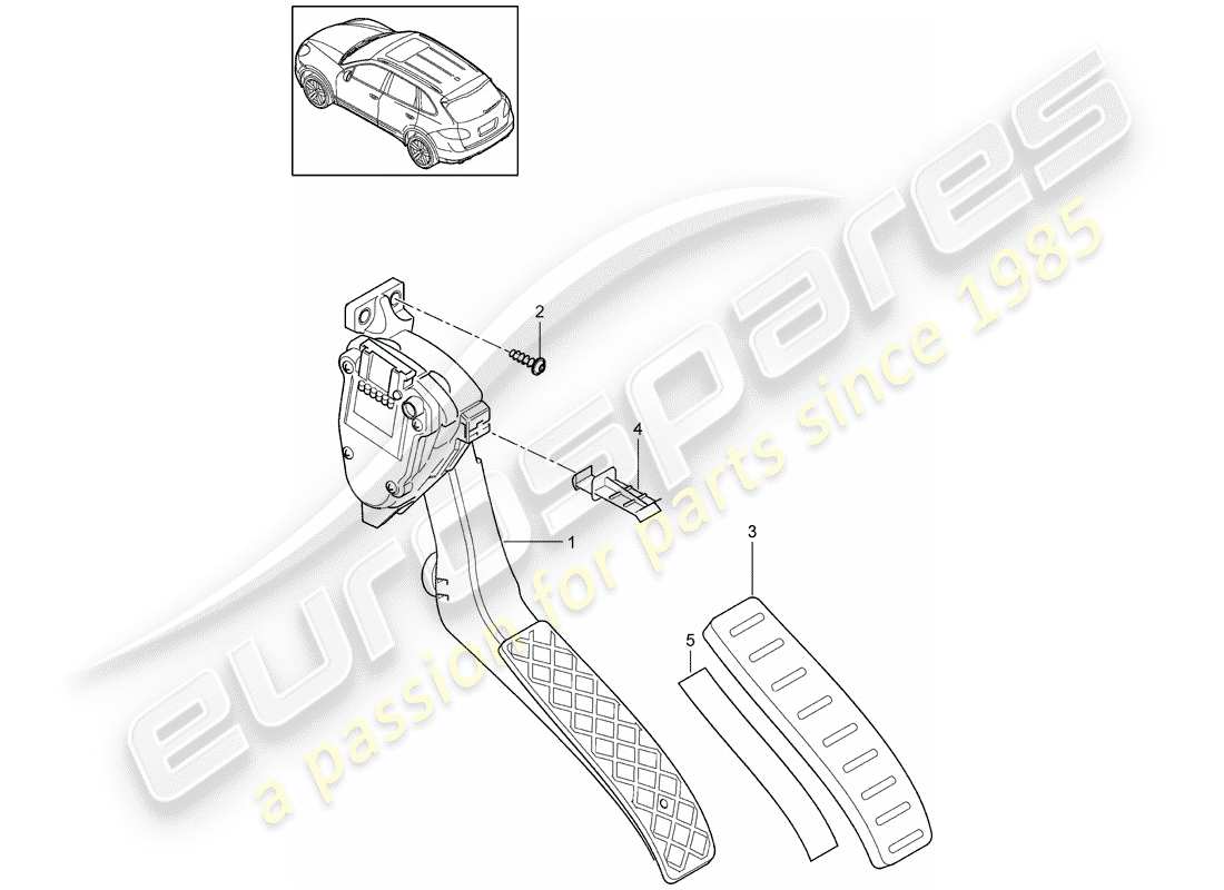 porsche 2016 (cayenne e2 92a) diagrama de piezas de pedales