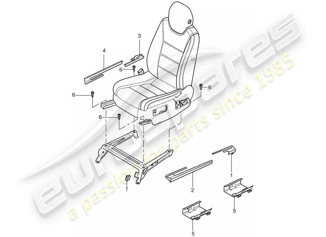 porsche 2010 (cayenne e1 9pa) asiento delantero diagrama de piezas